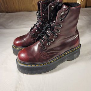 DR. Martens VEGAN Jadon Burgundy Combat Boot Side-Zip Unisex
